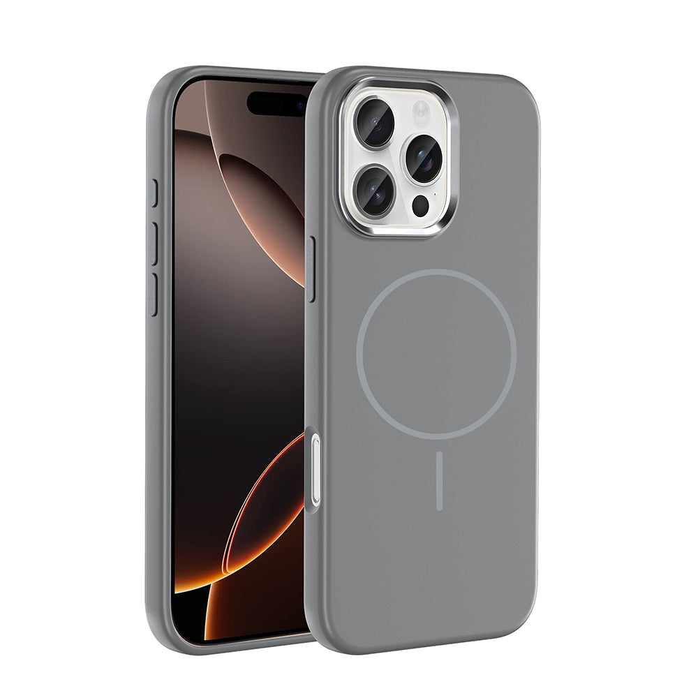 iPhone 16 Pro Kılıf M-Safe Şarj Özellikli Metal Kamera Çerçeveli Zore Edi Silikon Kılıf