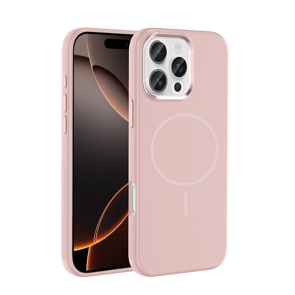 iPhone 16 Pro Kılıf M-Safe Şarj Özellikli Metal Kamera Çerçeveli Zore Edi Silikon Kılıf