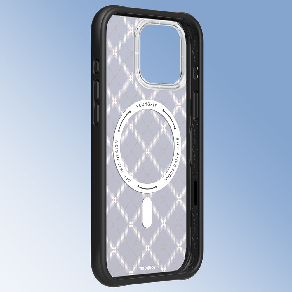 iPhone 16 Pro Kılıf M-safe Şarj Özellikli Youngkit Argyle Serisi Kılıf