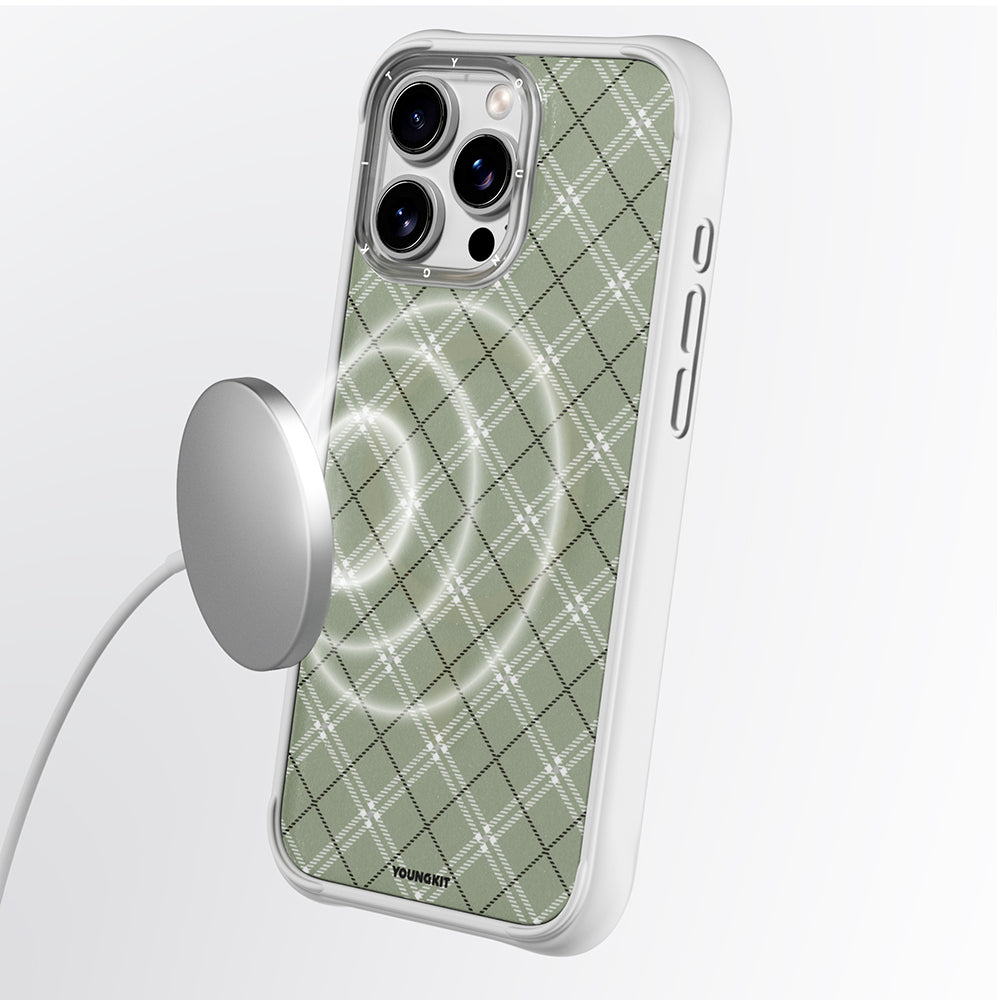 iPhone 16 Pro Kılıf M-safe Şarj Özellikli Youngkit Argyle Serisi Kılıf