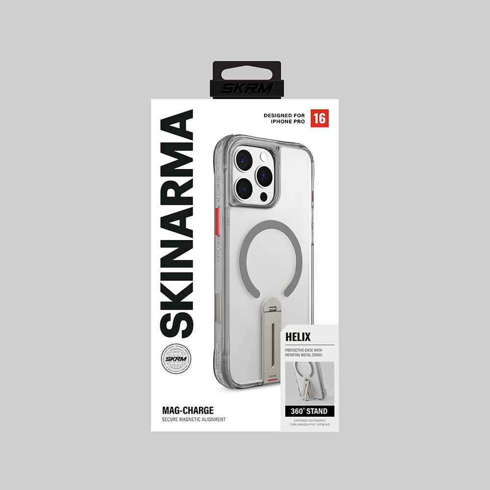 iPhone 16 Pro Kılıf M-safe Şarj Özellikli 360 Derece Dönebilen Standlı Skinarma Helix Kılıf