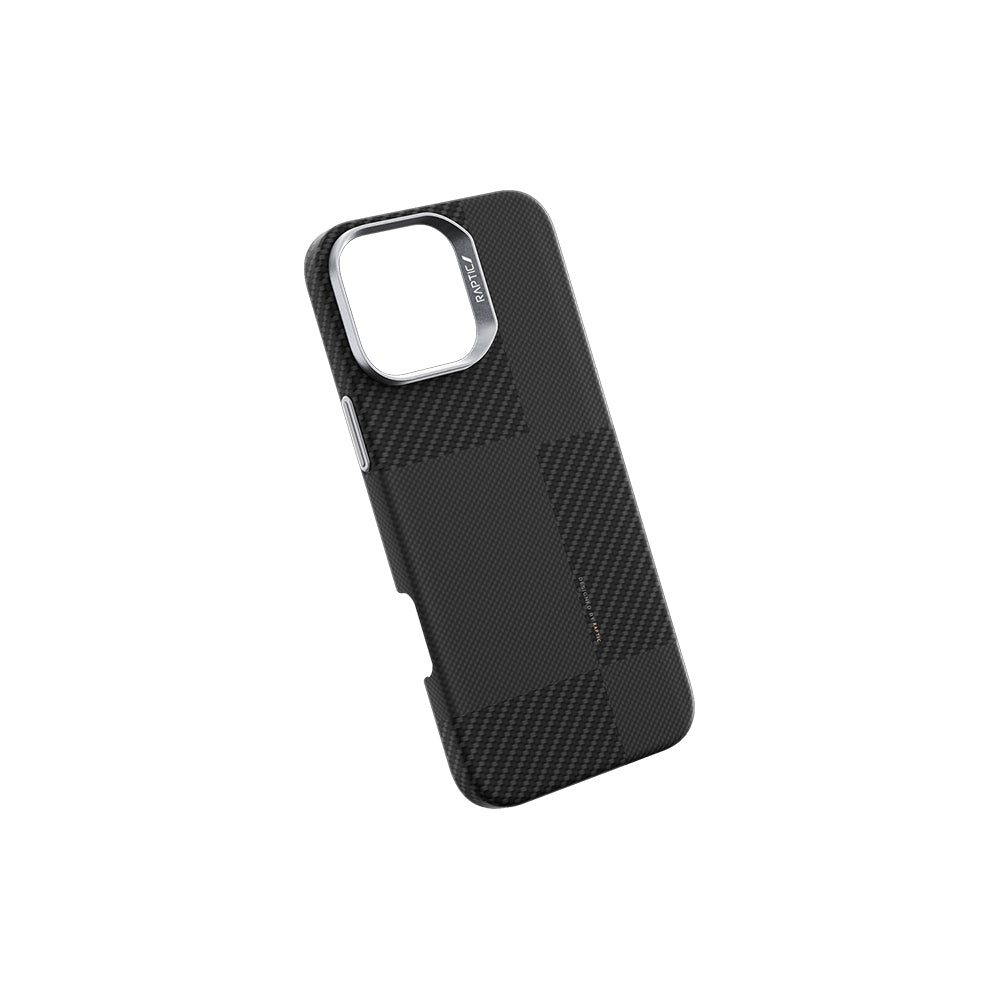 iPhone 16 Pro Kılıf M-safe Şarj Özellikli 600D Metal Kamera Çerçeveli Raptic Aramid Karbon Fiber Croxx Mondrian Serisi Kılıf
