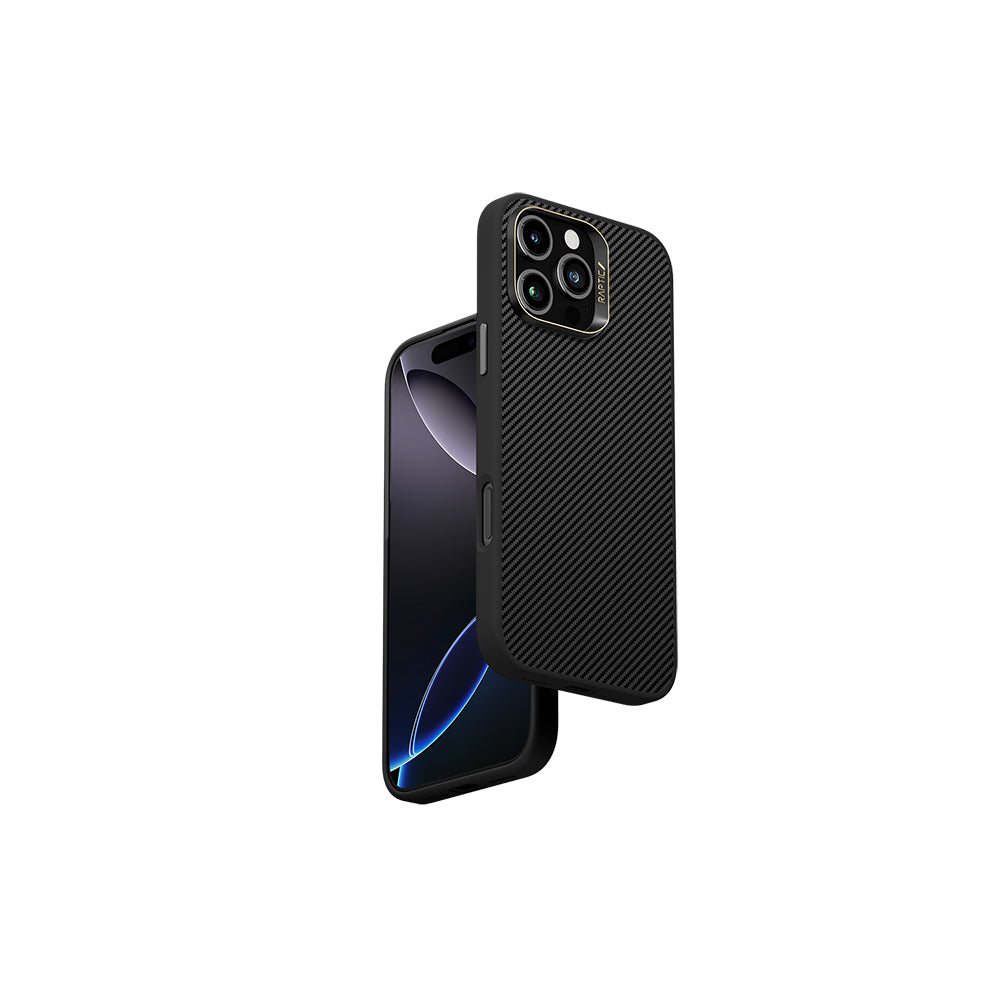 iPhone 16 Pro Kılıf M-safe Şarj Özellikli 600D Metal Kamera Çerçeveli Raptic Aramid Karbon Fiber Serisi Kılıf