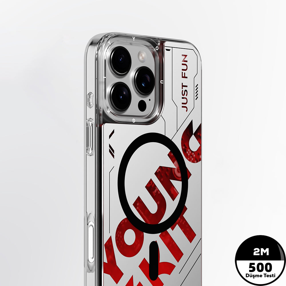 iPhone 16 Pro Kılıf M-safe Şarj Özellikli Airbagli Çift Katmanlı Youngkit Future Streamer Serisi Kılıf