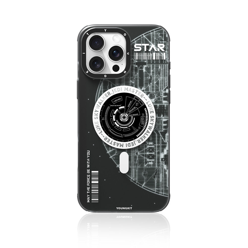 iPhone 16 Pro Kılıf M-safe Şarj Özellikli Airbagli Hologram Tasarımlı Youngkit Interstellar Serisi Kılıf