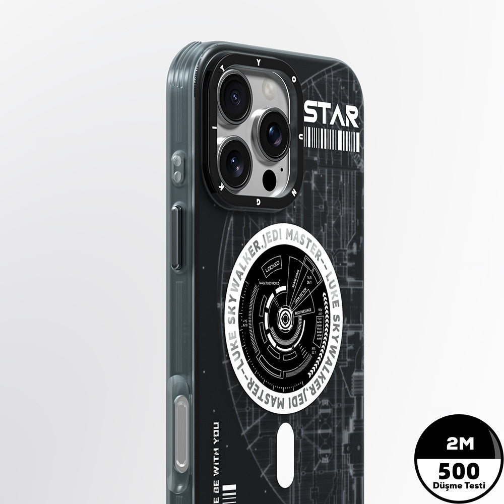 iPhone 16 Pro Kılıf M-safe Şarj Özellikli Airbagli Hologram Tasarımlı Youngkit Interstellar Serisi Kılıf