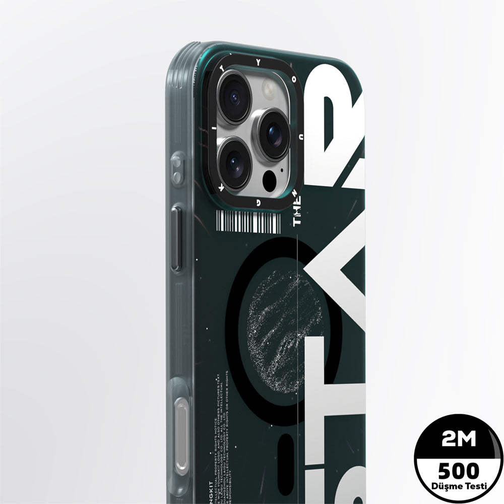 iPhone 16 Pro Kılıf M-safe Şarj Özellikli Airbagli Hologram Tasarımlı Youngkit Interstellar Serisi Kılıf