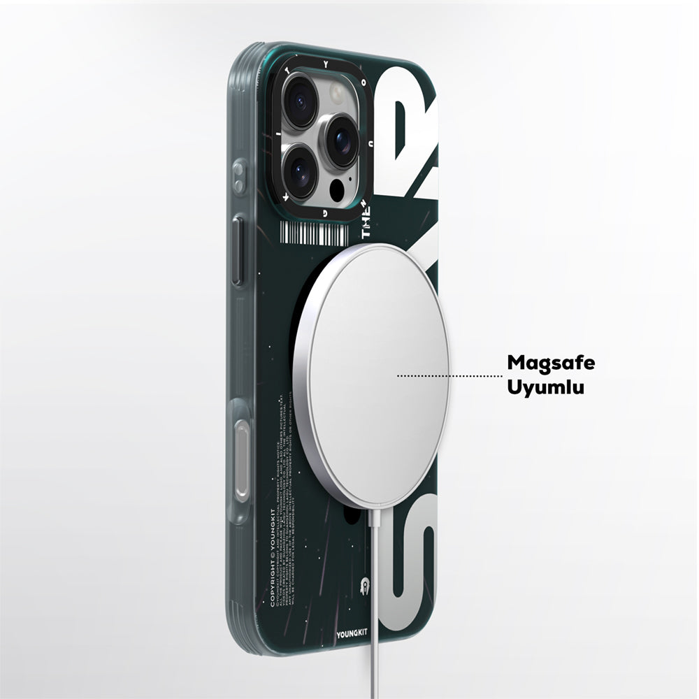 iPhone 16 Pro Kılıf M-safe Şarj Özellikli Airbagli Hologram Tasarımlı Youngkit Interstellar Serisi Kılıf
