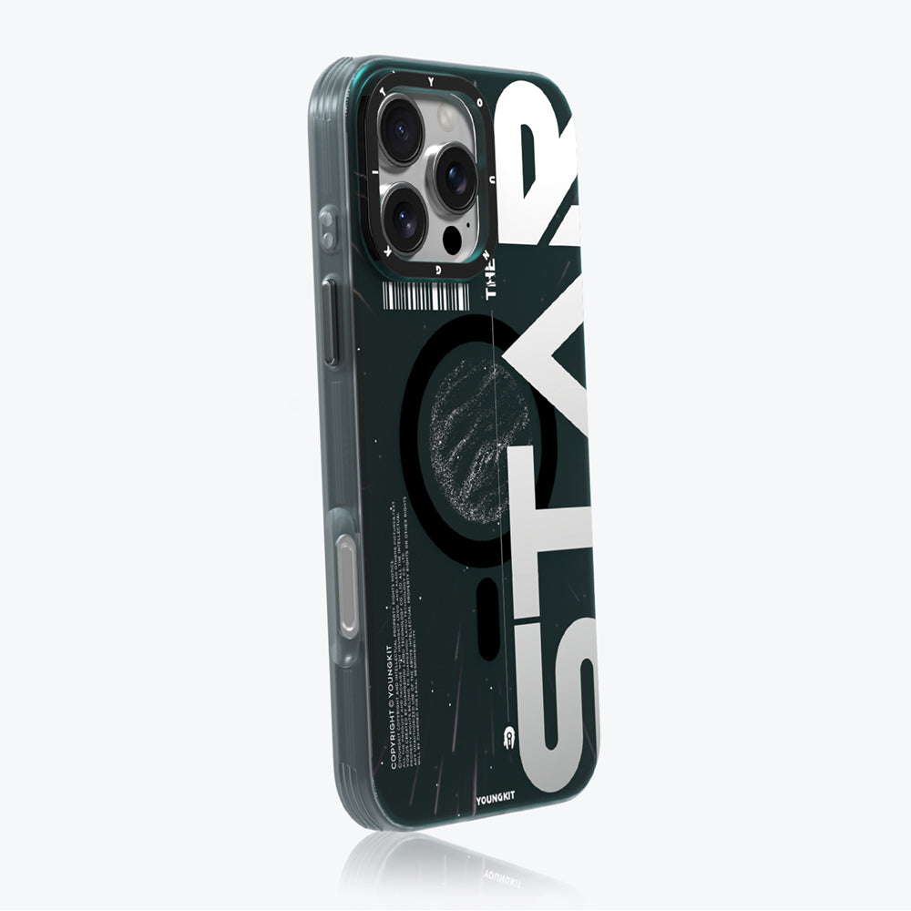 iPhone 16 Pro Kılıf M-safe Şarj Özellikli Airbagli Hologram Tasarımlı Youngkit Interstellar Serisi Kılıf
