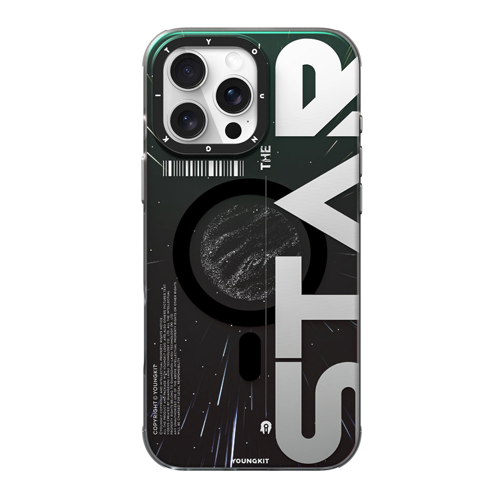 iPhone 16 Pro Kılıf M-safe Şarj Özellikli Airbagli Hologram Tasarımlı Youngkit Interstellar Serisi Kılıf