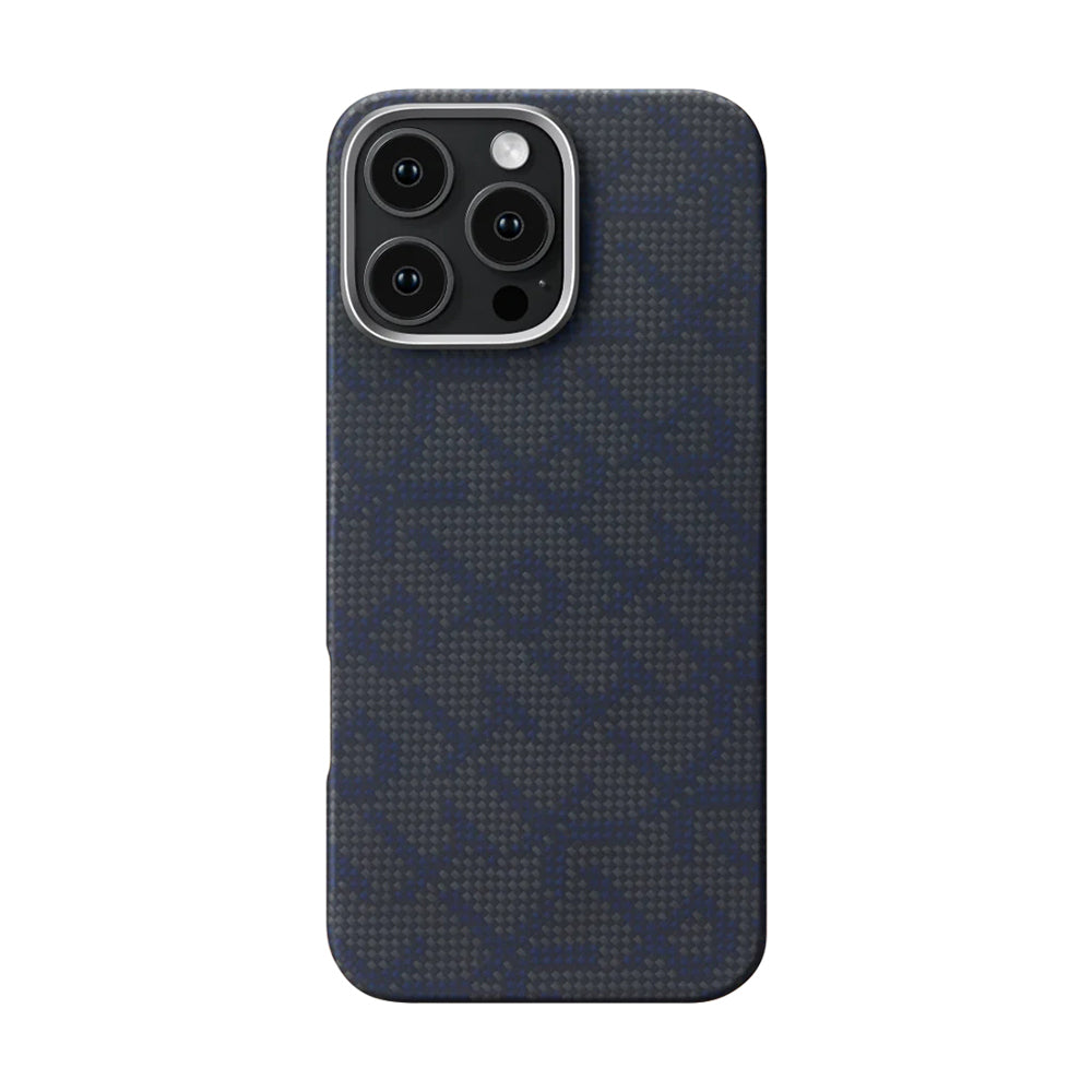 iPhone 16 Pro Kılıf M-safe Şarj Özellikli Aramid Karbon Fiber Pitaka Tactile Woven Monogram Serisi Kılıf