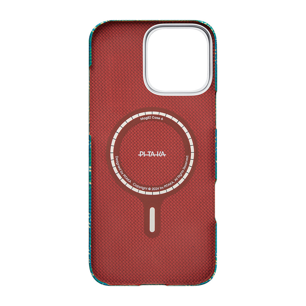 iPhone 16 Pro Kılıf M-safe Şarj Özellikli Aramid Karbon Fiber Pitaka Tactile Woven Monogram Serisi Kılıf