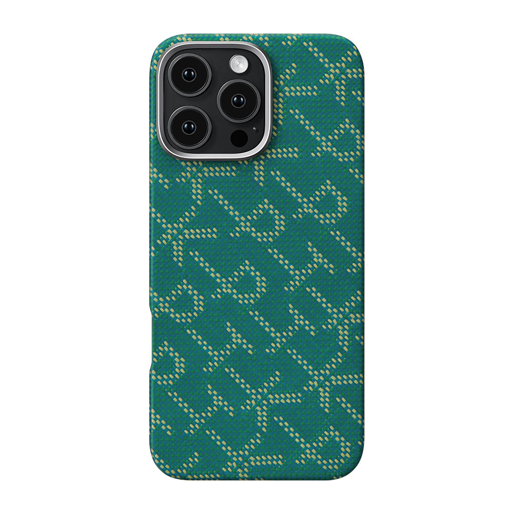 iPhone 16 Pro Kılıf M-safe Şarj Özellikli Aramid Karbon Fiber Pitaka Tactile Woven Monogram Serisi Kılıf