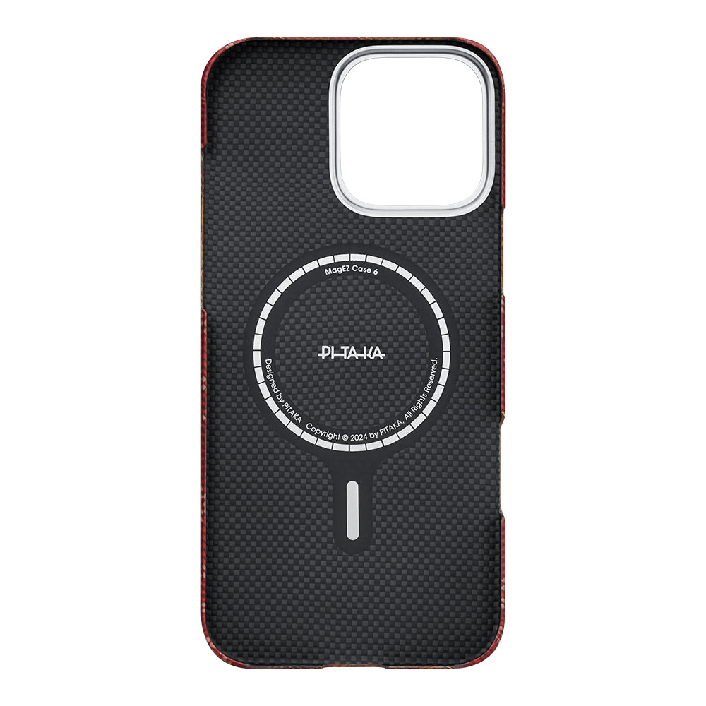iPhone 16 Pro Kılıf M-safe Şarj Özellikli Aramid Karbon Fiber Pitaka Tactile Woven Monogram Serisi Kılıf