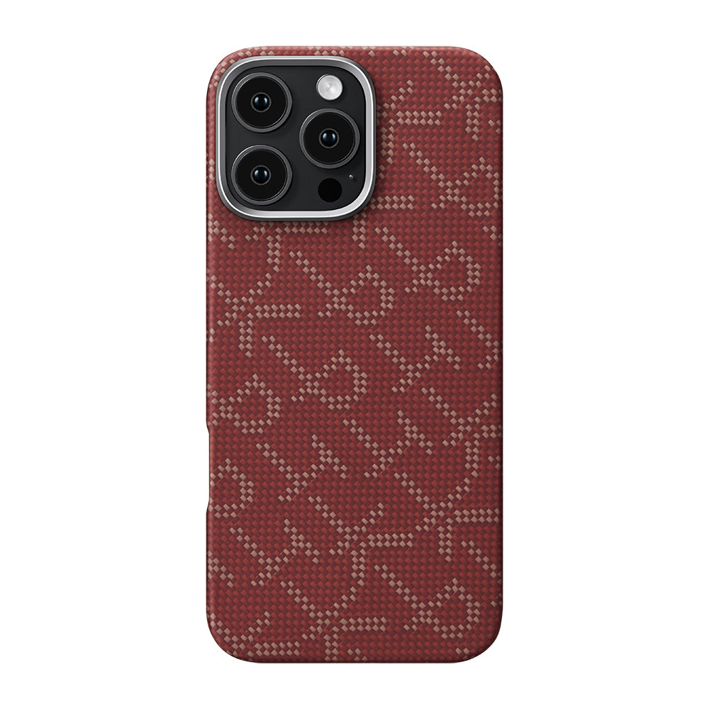 iPhone 16 Pro Kılıf M-safe Şarj Özellikli Aramid Fiber Pitaka Tactile Woven Monogram Serisi Kılıf
