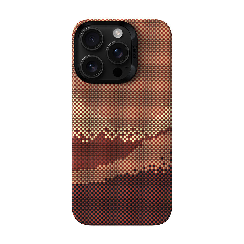 iPhone 16 Pro Kılıf M-safe Şarj Özellikli Benks GoldenTide ArmorAir 600D Kevlar Karbon Kılıf