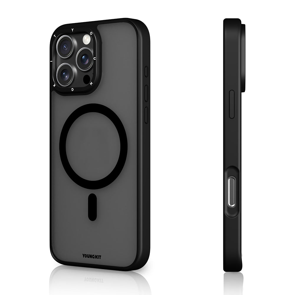 iPhone 16 Pro Kılıf M-safe Şarj Özellikli Cam Arka Yüzey TPU Youngkit Gemstone Serisi Kılıf