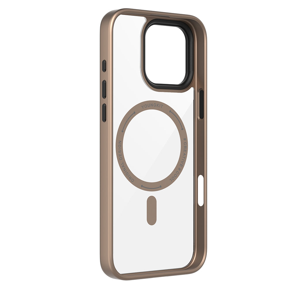 iPhone 16 Pro Kılıf M-safe Şarj Özellikli Cam Arka Yüzey TPU Youngkit Gemstone Serisi Kılıf