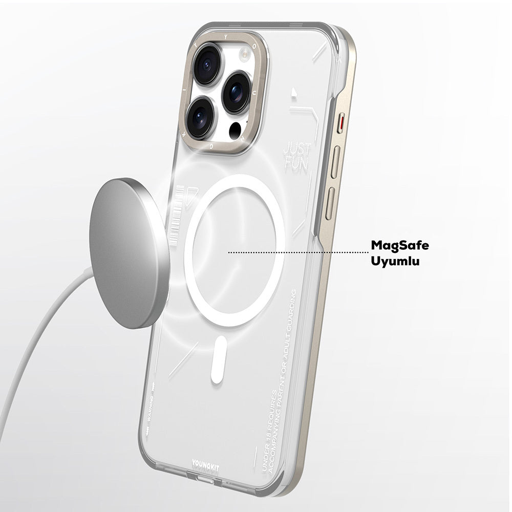 iPhone 16 Pro Kılıf M-safe Şarj Özellikli Çıkarılabilir Arka Yüzeyli Youngkit Mecha Kılıf