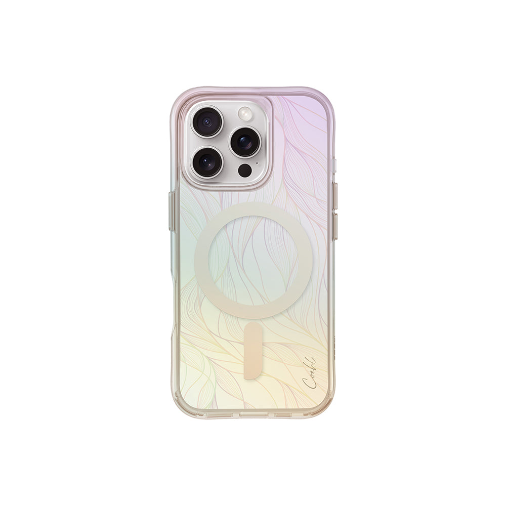 iPhone 16 Pro Kılıf M-safe Şarj Özellikli Holografik Şeffaf Arka Yüzey Coehl Willow Kılıf