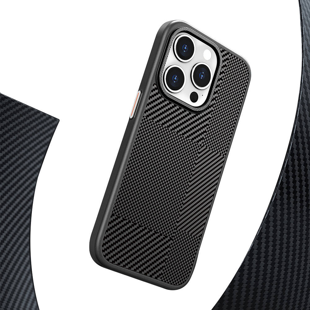 iPhone 16 Pro Kılıf M-safe Şarj Özellikli Karbon Fiber Desenli Mutural Montage Kılıf