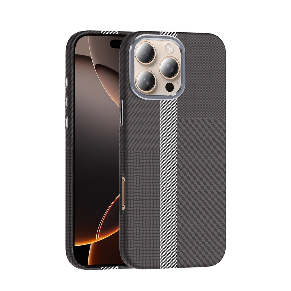 iPhone 16 Pro Kılıf M-safe Şarj Özellikli Karbon Fiber Görünümlü Zore Gros Kılıf