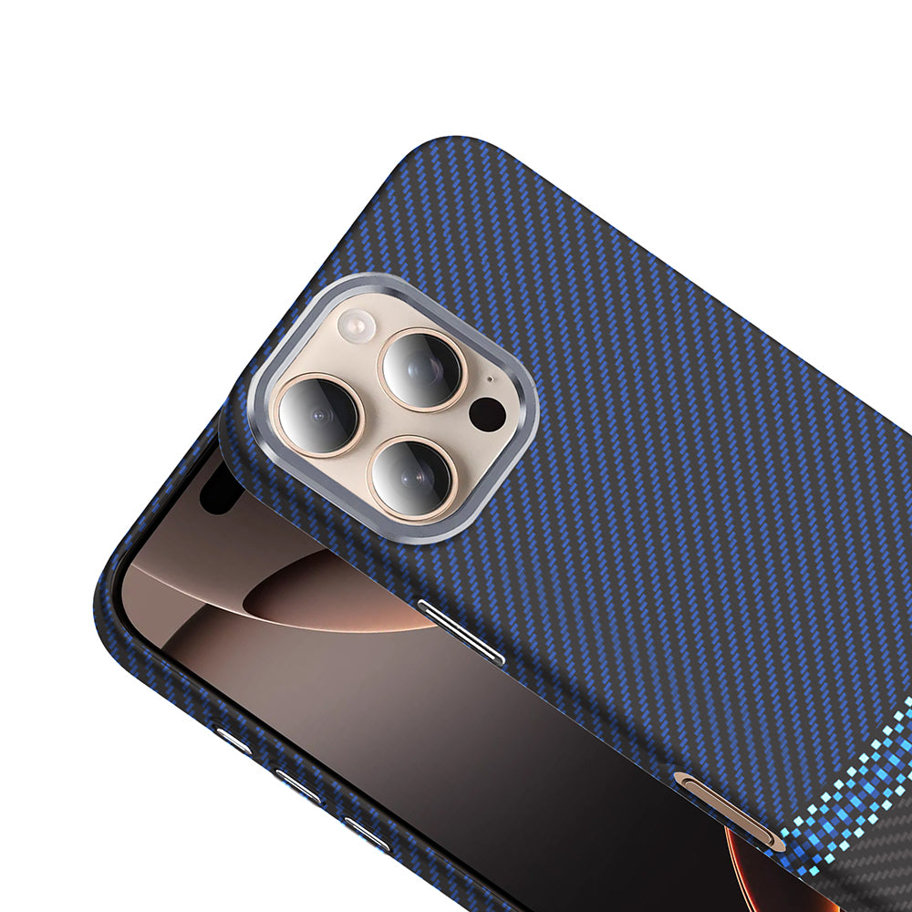 iPhone 16 Pro Kılıf M-safe Şarj Özellikli Karbon Fiber Görünümlü Zore Gros Kılıf