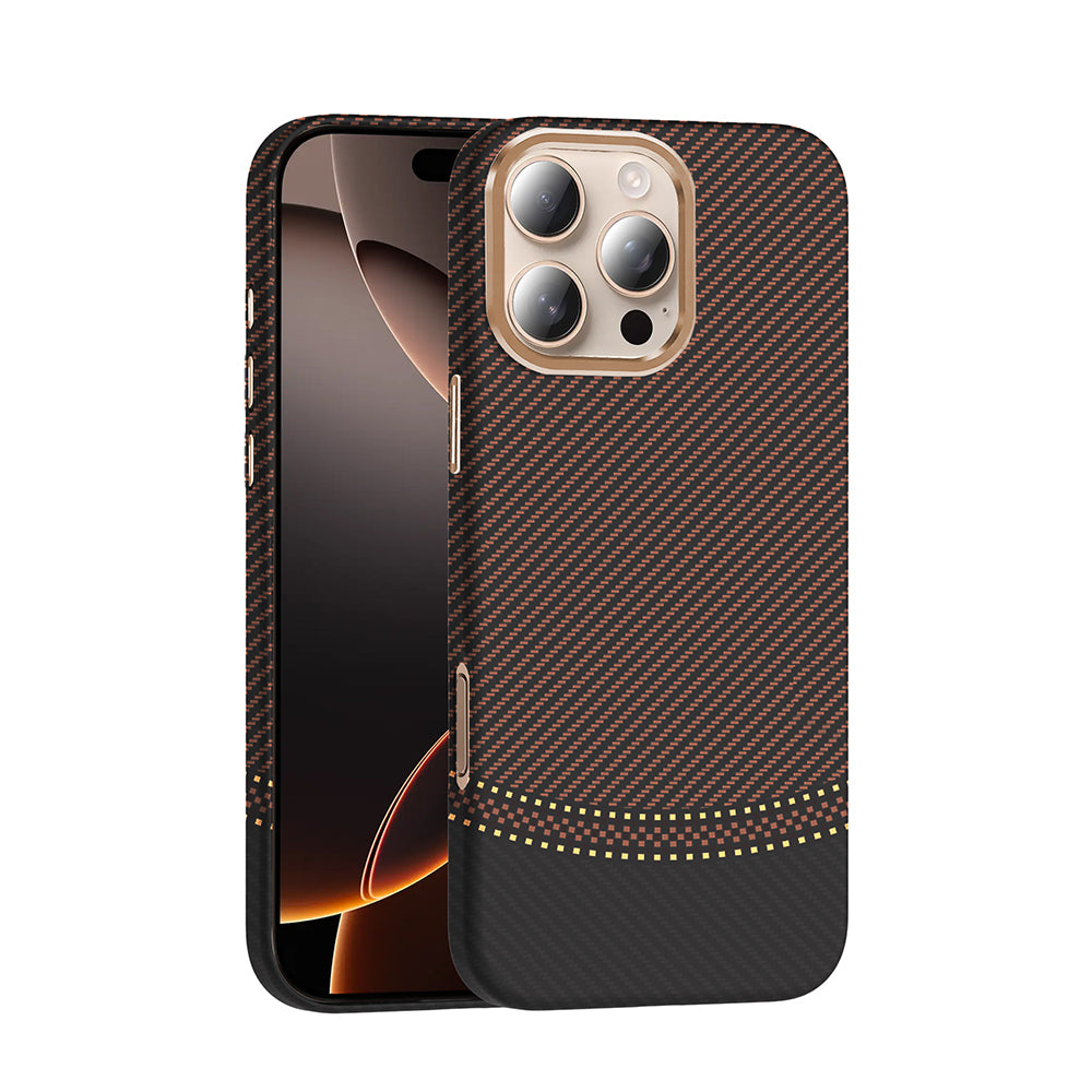 iPhone 16 Pro Kılıf M-safe Şarj Özellikli Karbon Fiber Görünümlü Zore Gros Kılıf