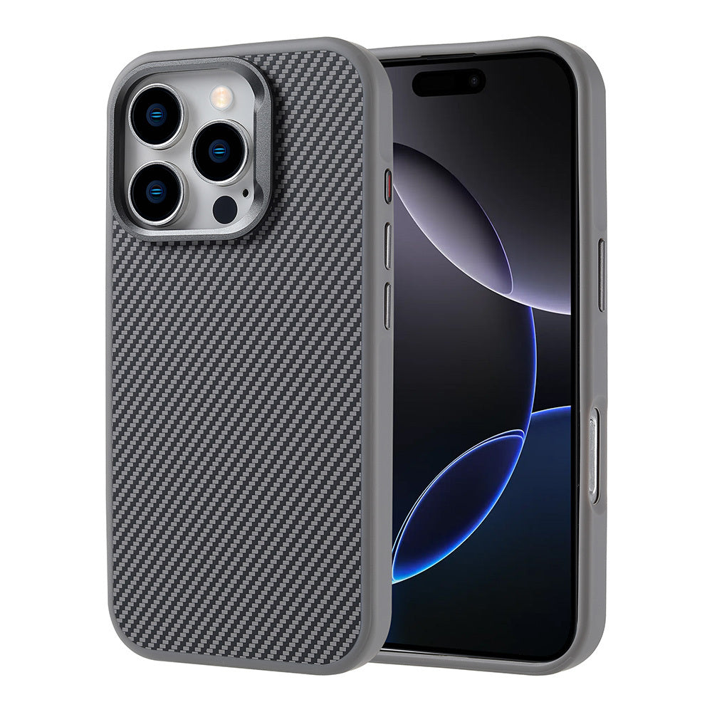iPhone 16 Pro Kılıf M-safe Şarj Özellikli Karbon Fiber Görünümlü Zore Troy Kılıf