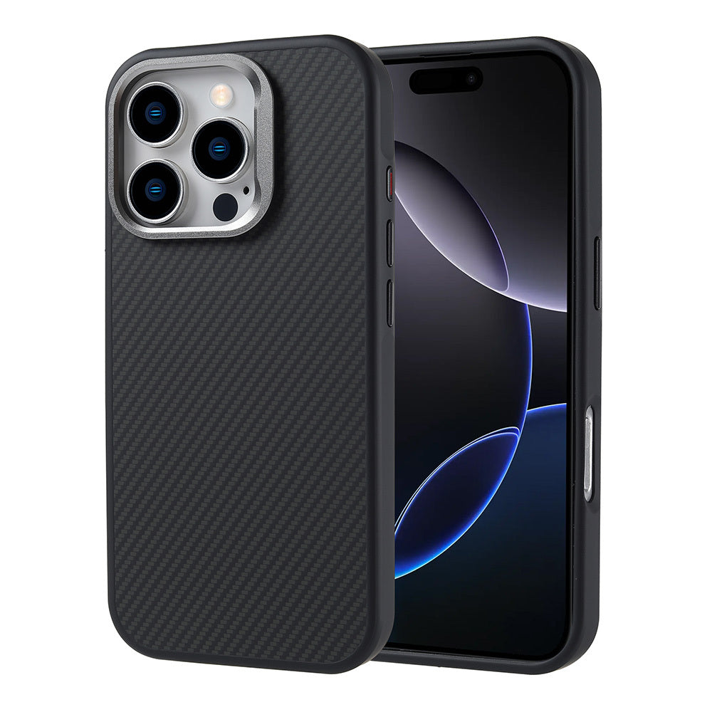 iPhone 16 Pro Kılıf M-safe Şarj Özellikli Karbon Fiber Görünümlü Zore Troy Kılıf