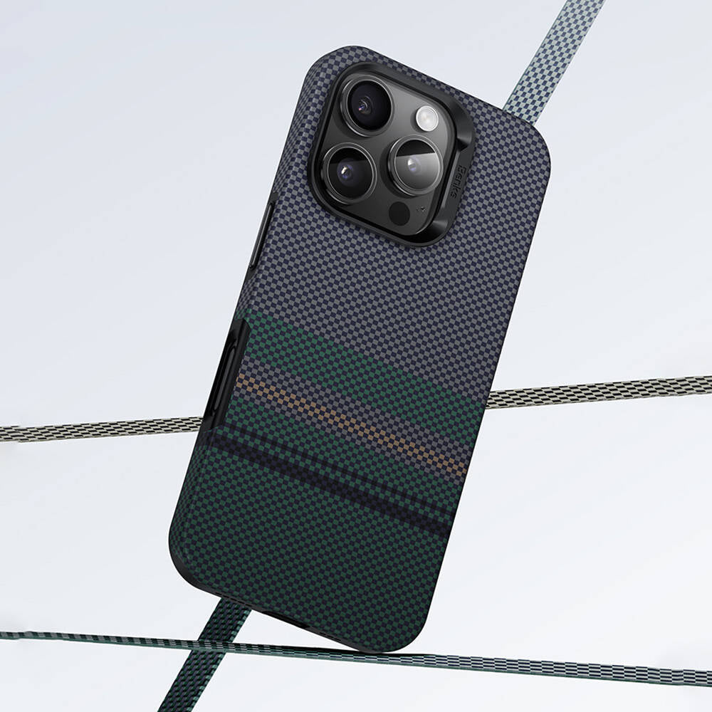 iPhone 16 Pro Kılıf M-safe Şarj Özellikli Karbon Fiber Tasarımlı Benks Aurora ArmorPro Kevlar Kılıf