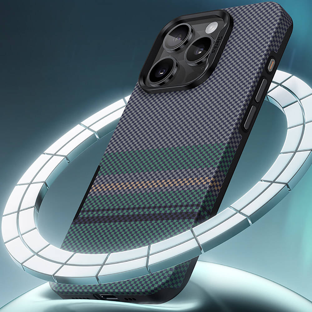 iPhone 16 Pro Kılıf M-safe Şarj Özellikli Karbon Fiber Tasarımlı Benks Aurora ArmorPro Kevlar Kılıf