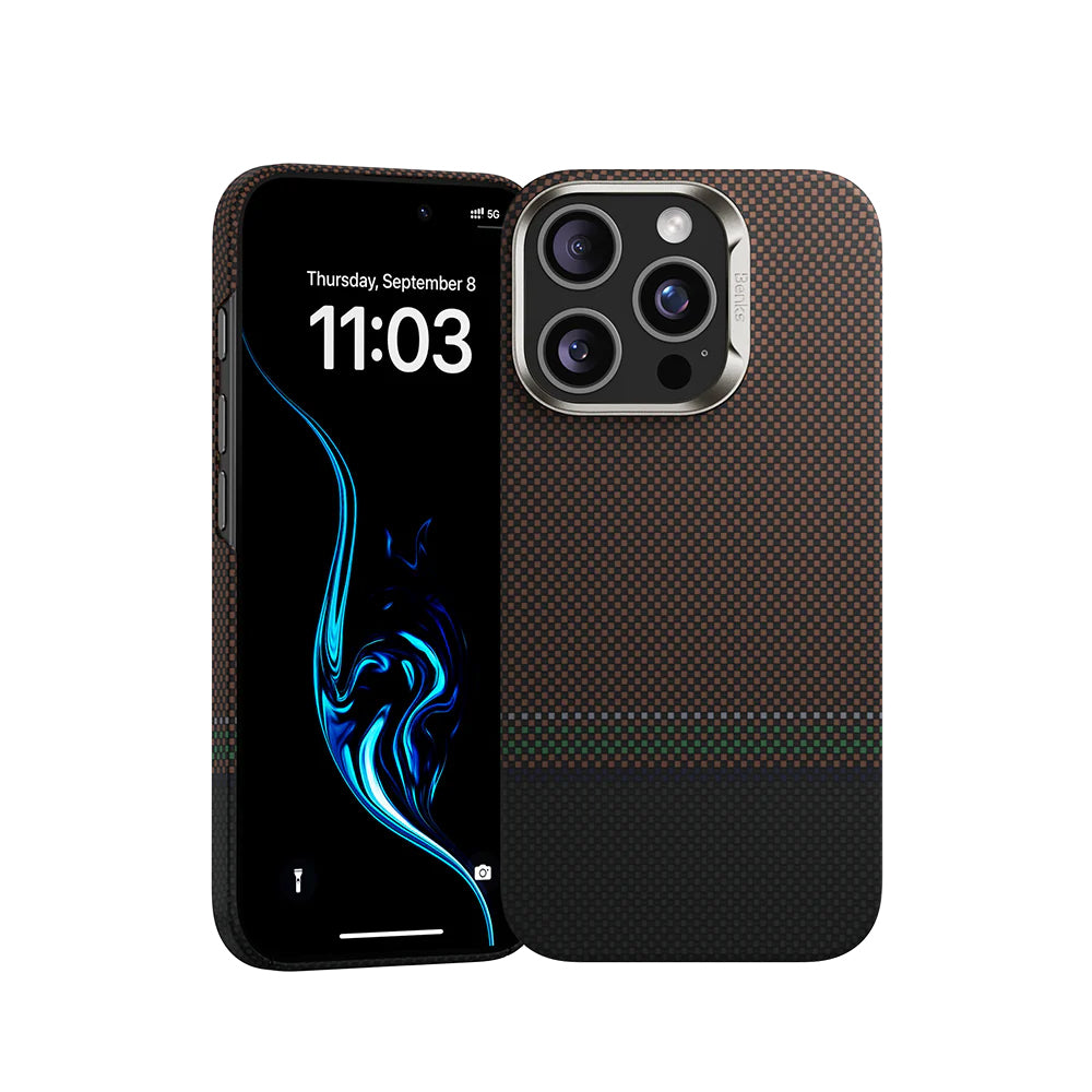 iPhone 16 Pro Kılıf M-safe Şarj Özellikli Karbon Fiber Tasarımlı Benks Prestige ArmorAir Kevlar Kılıf