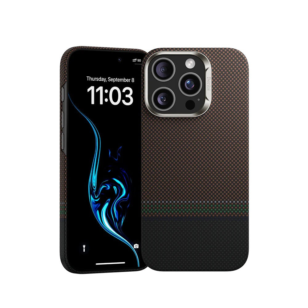 iPhone 16 Pro Kılıf M-safe Şarj Özellikli Karbon Fiber Tasarımlı Benks Prestige ArmorAir Kevlar Kılıf