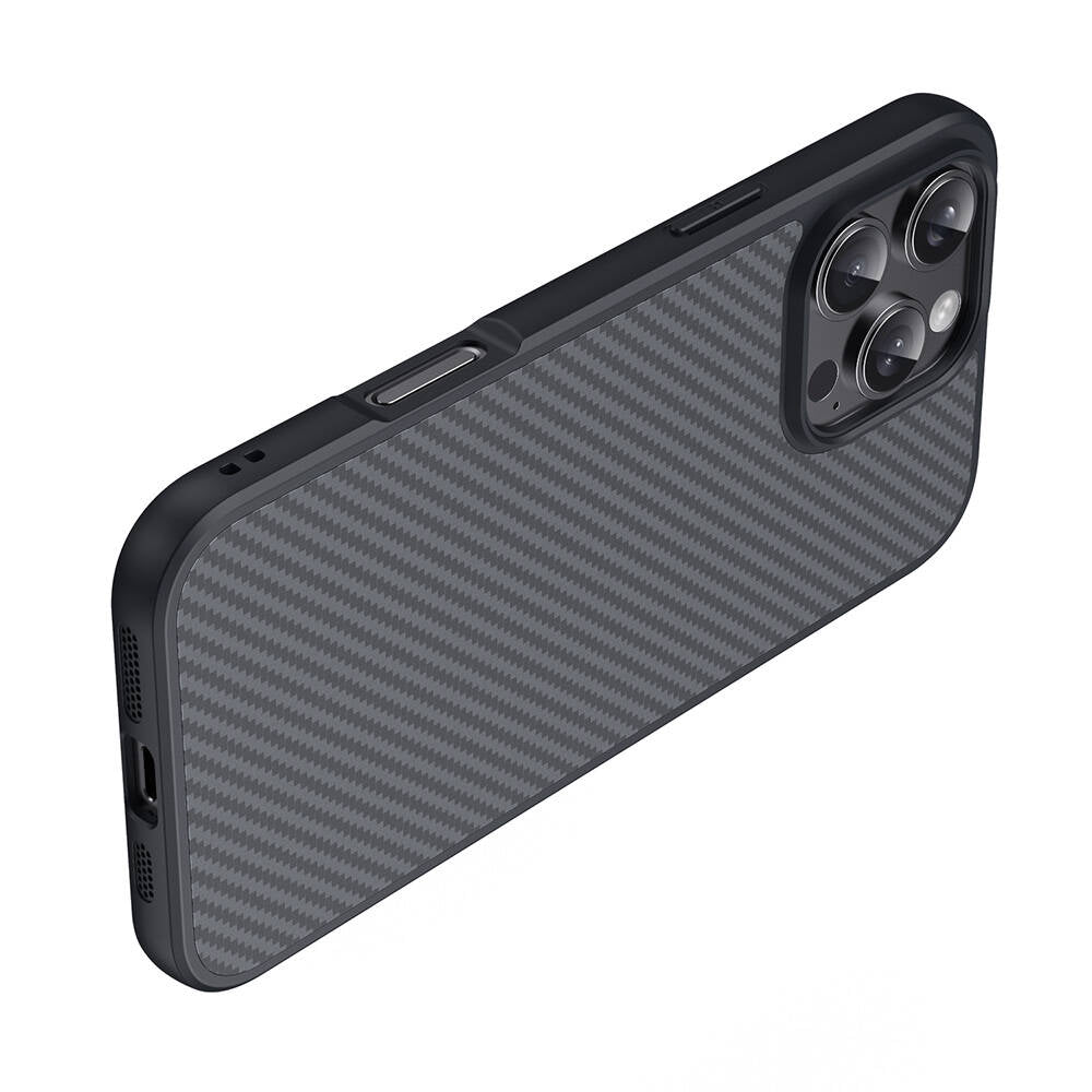 iPhone 16 Pro Kılıf M-safe Şarj Özellikli Karbon Fiber Tasarımlı Zore Elnino Kılıf