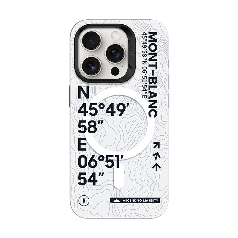 iPhone 16 Pro Kılıf M-safe Şarj Özellikli Koordinat Yazı Desenli Benks Summit Serisi Kılıf
