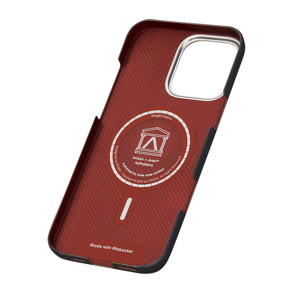 iPhone 16 Pro Kılıf M-safe Şarj Özellikli Lumintex Teknolojili Fosforlu Aramid Fiber Pitaka Tactile Woven Aries Serisi NoProblemo Kılıf