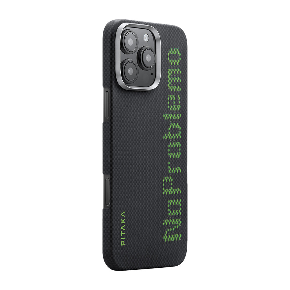 iPhone 16 Pro Kılıf M-safe Şarj Özellikli Lumintex Teknolojili Fosforlu Aramid Karbon Fiber Pitaka Tactile Woven Aries Serisi NoProblemo Kılıf