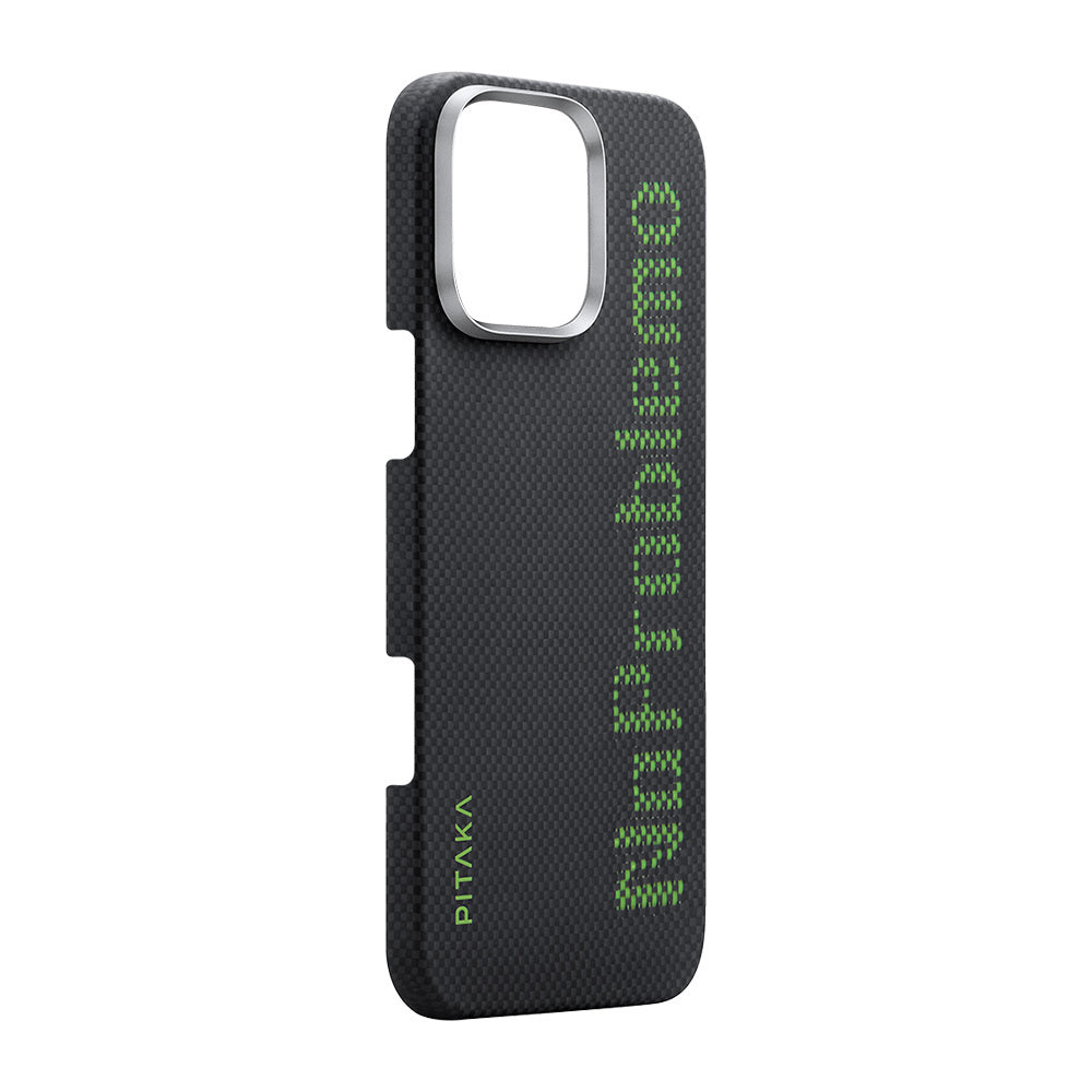 iPhone 16 Pro Kılıf M-safe Şarj Özellikli Lumintex Teknolojili Fosforlu Aramid Karbon Fiber Pitaka Tactile Woven Aries Serisi NoProblemo Kılıf