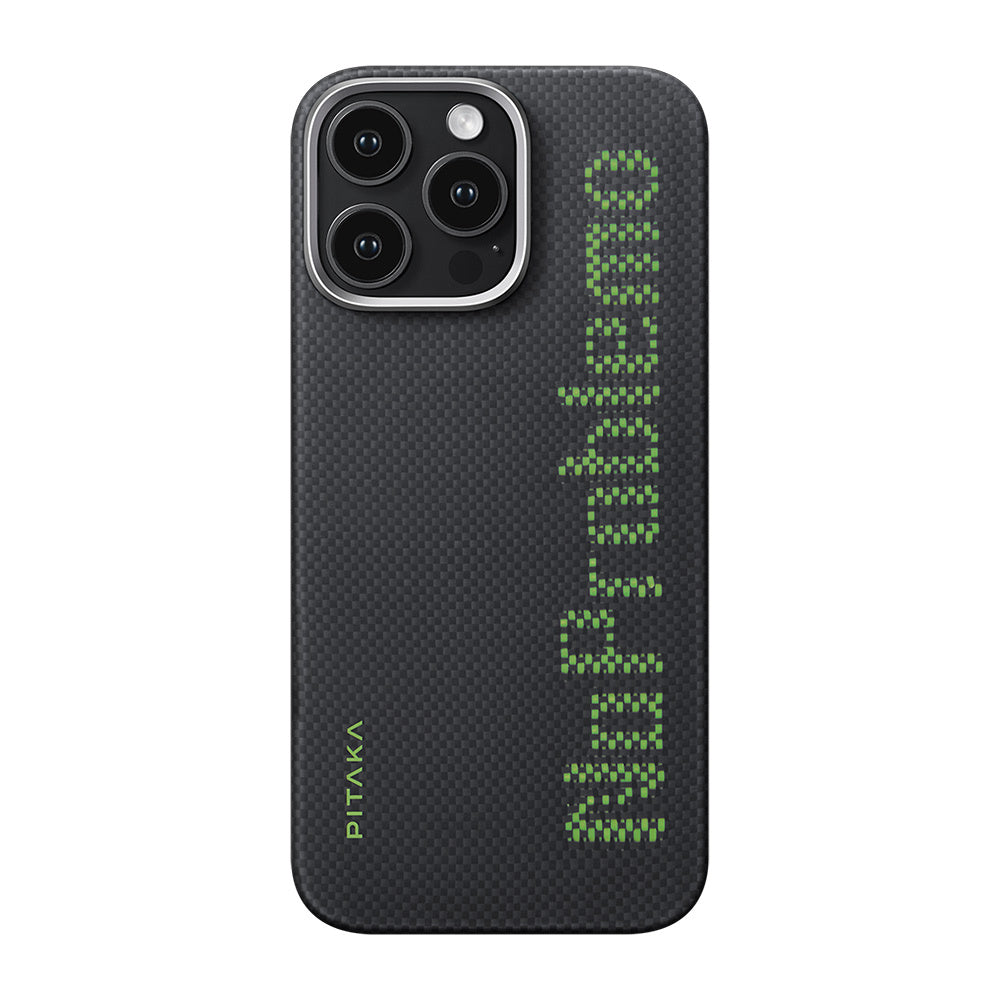 iPhone 16 Pro Kılıf M-safe Şarj Özellikli Lumintex Teknolojili Fosforlu Aramid Karbon Fiber Pitaka Tactile Woven Aries Serisi NoProblemo Kılıf