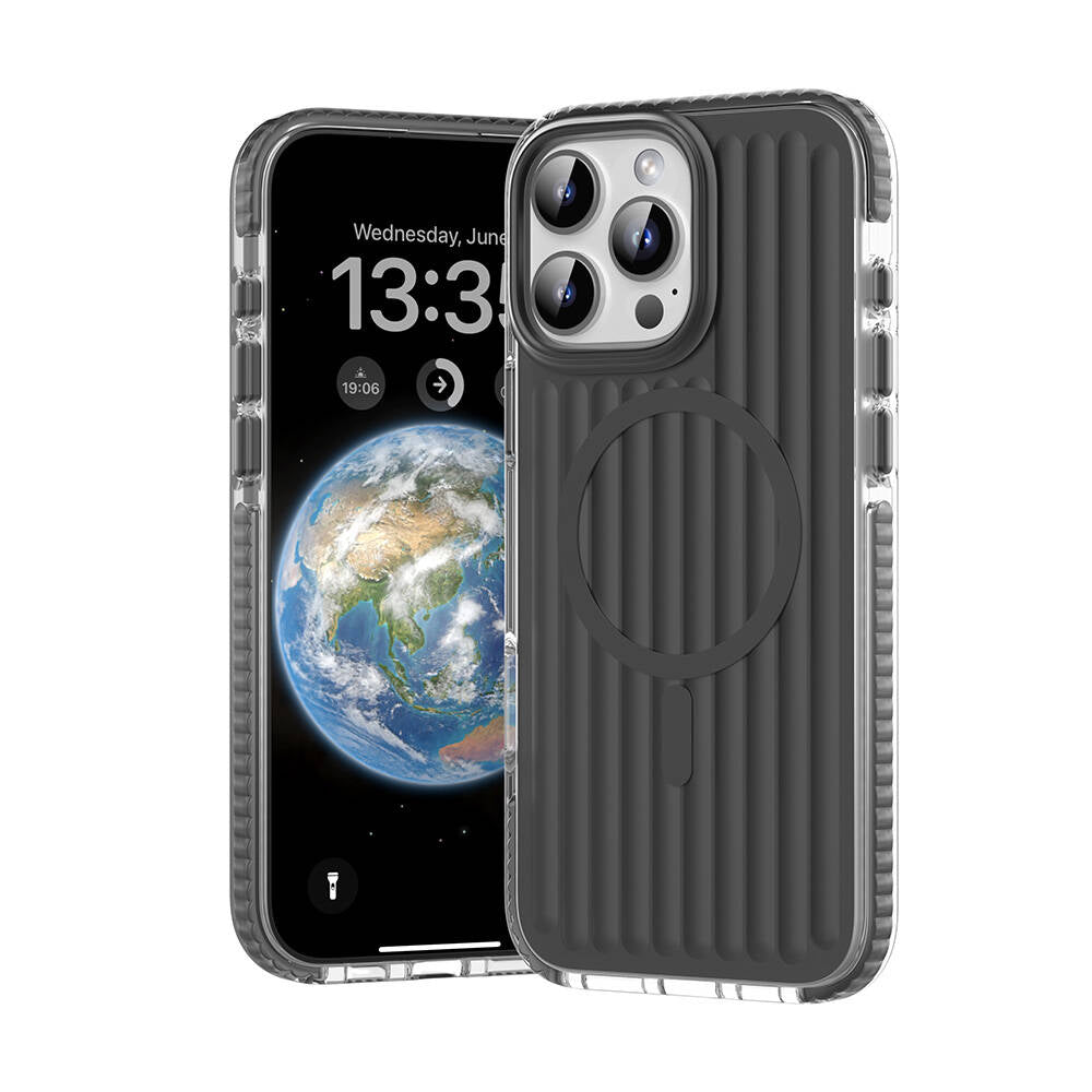 iPhone 16 Pro Kılıf M-safe Şarj Özellikli Oyuklu Tasarım Mutural Bumpy Clear Kılıf