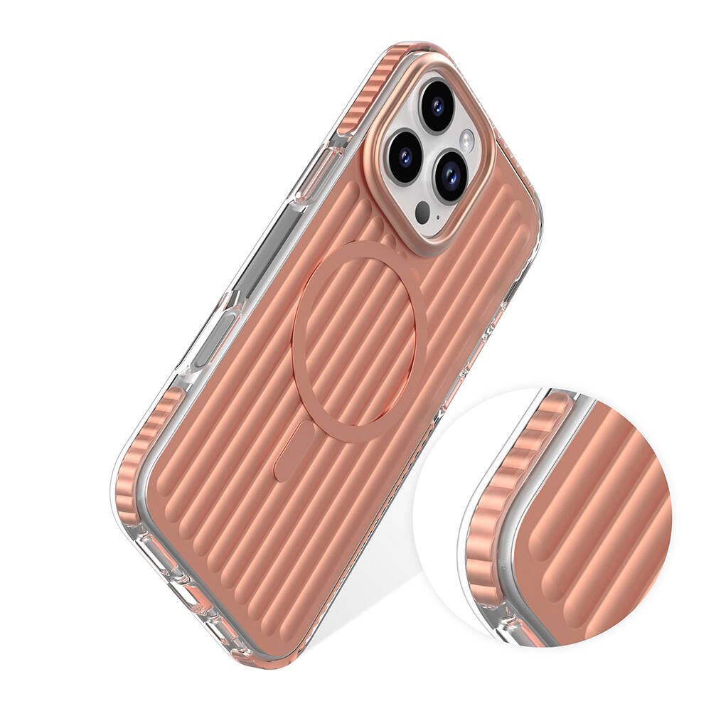 iPhone 16 Pro Kılıf M-safe Şarj Özellikli Oyuklu Tasarım Mutural Bumpy Clear Kılıf