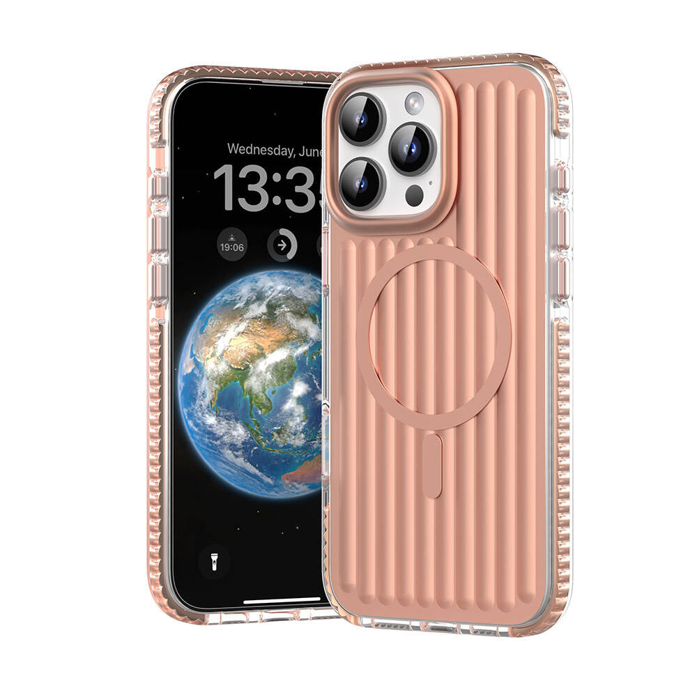 iPhone 16 Pro Kılıf M-safe Şarj Özellikli Oyuklu Tasarım Mutural Bumpy Clear Kılıf
