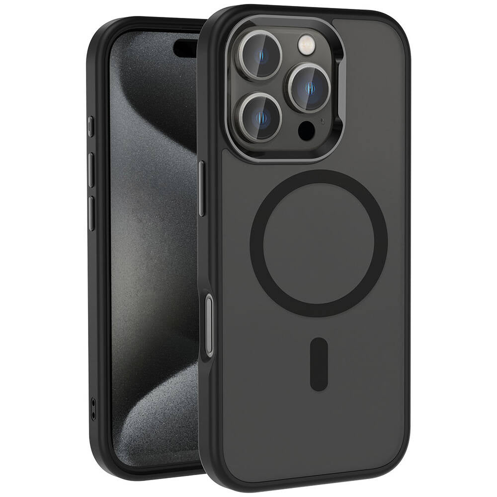 iPhone 16 Pro Kılıf M-safe Şarj Özellikli Parlak Kamera Çerçeveli Zore Kost Kılıf