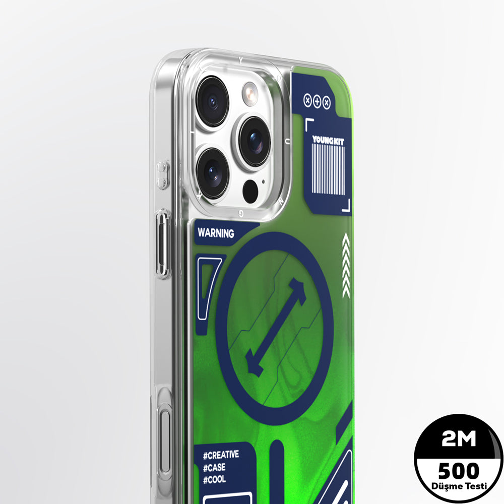 iPhone 16 Pro Kılıf M-safe Şarj Özellikli Parlak Kumlu Sıvılı Tasarımlı Galaxy Fantasy Serisi Kılıf