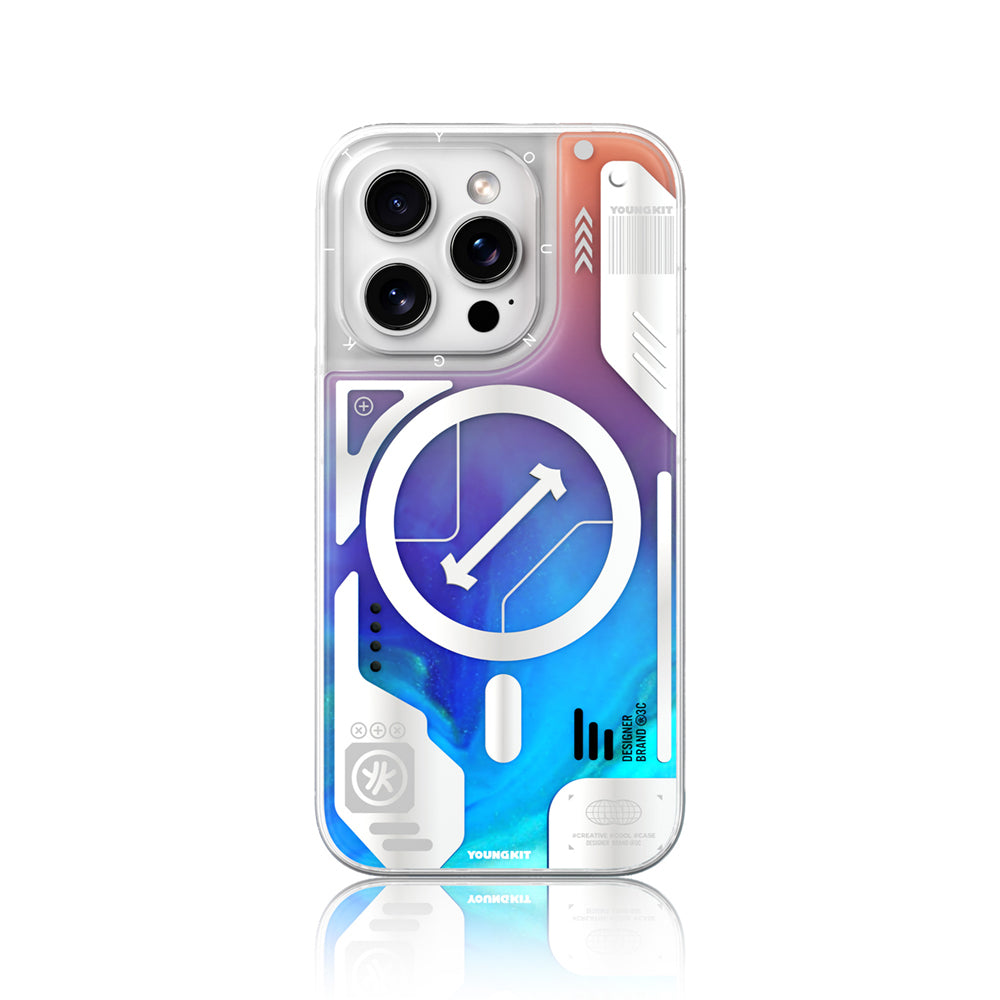 iPhone 16 Pro Kılıf M-safe Şarj Özellikli Parlak Kumlu Sıvılı Tasarımlı Galaxy Fantasy Serisi Kılıf