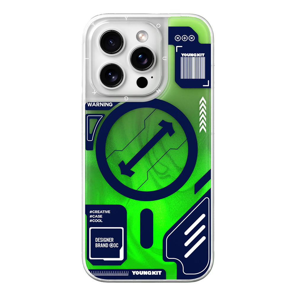 iPhone 16 Pro Kılıf M-safe Şarj Özellikli Parlak Kumlu Sıvılı Tasarımlı Galaxy Fantasy Serisi Kılıf