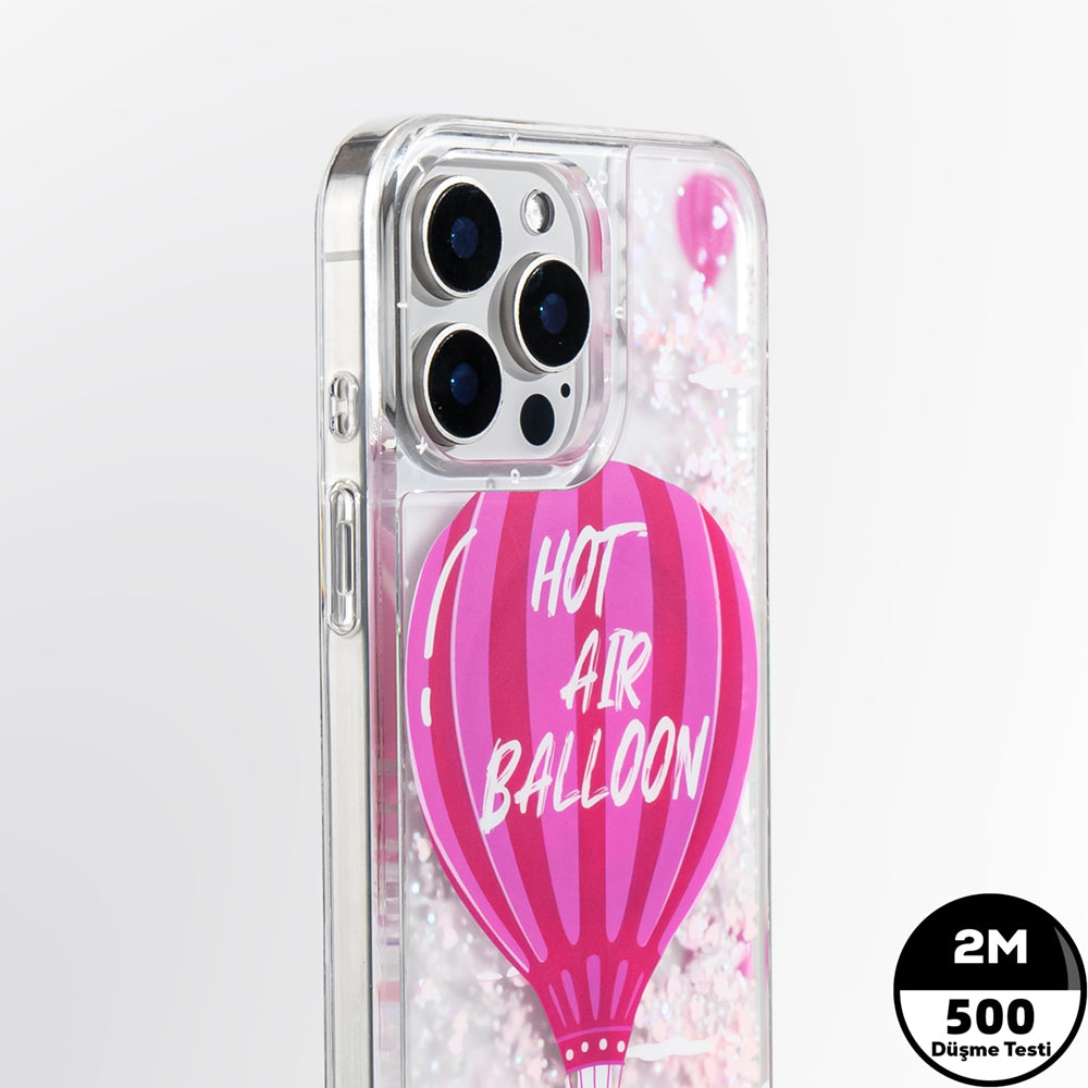 iPhone 16 Pro Kılıf M-safe Şarj Özellikli Parlak Kumlu Sıvılı Youngkit Pink Dream Quicksand Serisi Kılıf