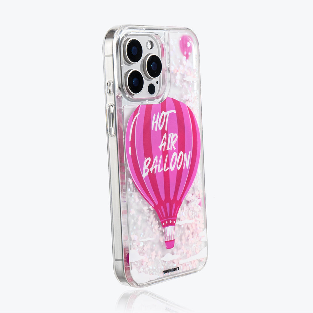 iPhone 16 Pro Kılıf M-safe Şarj Özellikli Parlak Kumlu Sıvılı Youngkit Pink Dream Quicksand Serisi Kılıf