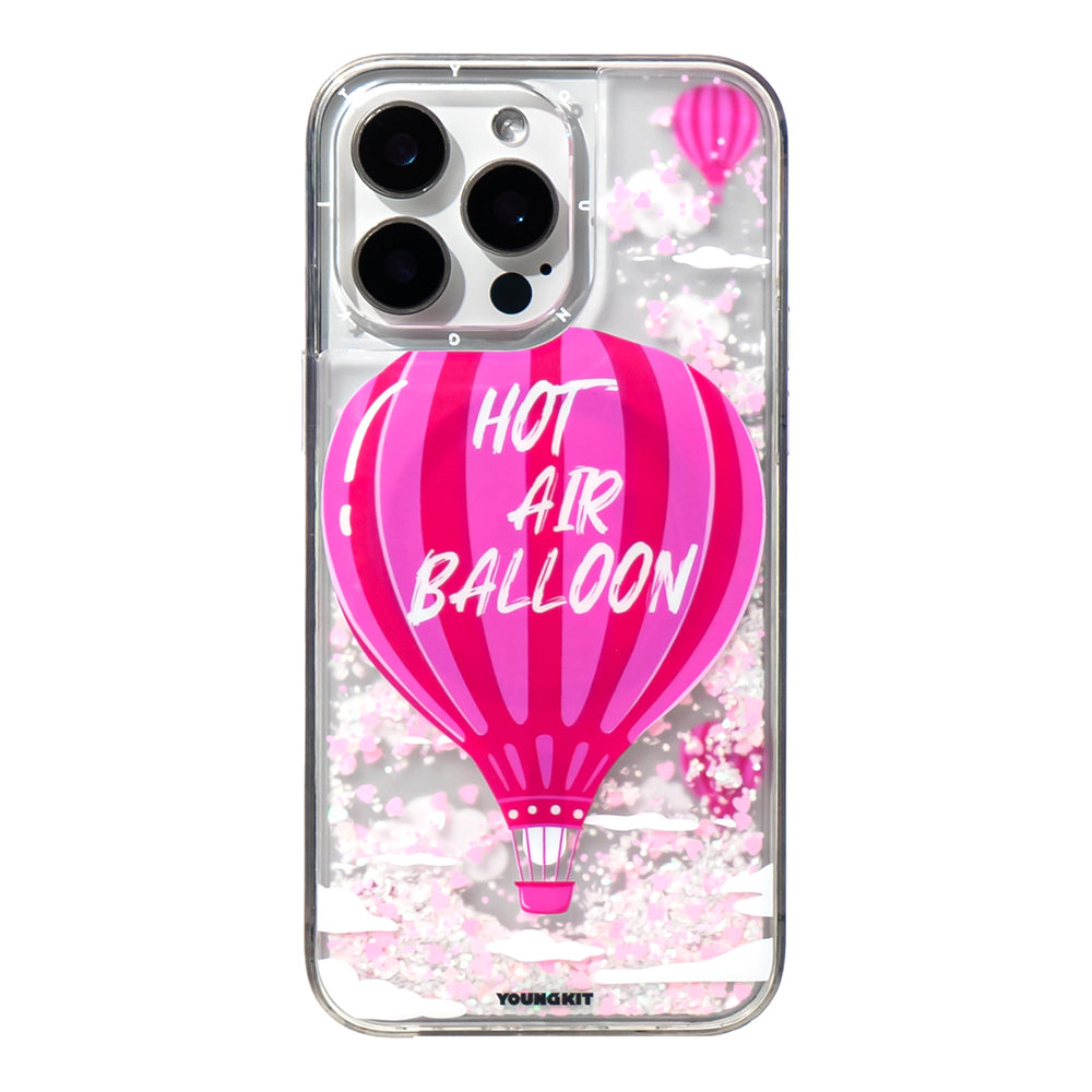 iPhone 16 Pro Kılıf M-safe Şarj Özellikli Parlak Kumlu Sıvılı Youngkit Pink Dream Quicksand Serisi Kılıf
